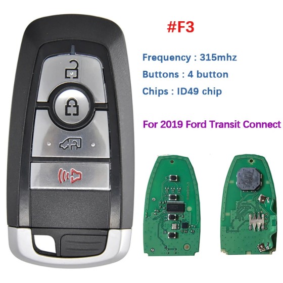 Ford Transit Connect 4 Button Smart Key 2019 For M3N-A2C931423 | Aftermarket
